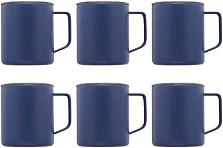 DISCOUNT PROMOS Kenai Powder Coated Travel Mugs 13.5 oz. Set of 6, Bulk Pack - Double Wall, Perfect for Coffee, Hot Cocoa, Other Hot & Cold Beverages - Blue by DISCOUNTPROMOS