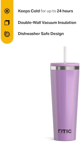 RTIC 28oz Everyday Tumbler, Insulated, Ceramic Lined, Lavender Glitter - Image 2