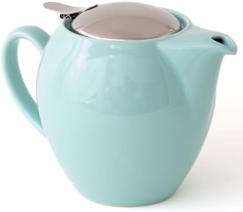ZERO JAPAN Aqua Mist Ceramic Teapot, Japanese Teapot with Stainless Steel Lid and Removable Infuser, Soft Aqua Glaze, Made in Mino Japan, 19.6 oz by ZEROJAPAN