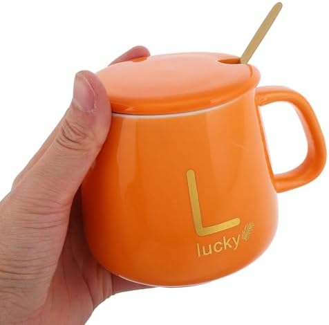 Zerodeko Electric Heated Water Cup with Lid and Spoon Ceramic Coffee Mug Set USB 5v Desk Cup Warmer for Office Home Hot Drink Beverage Warmer Set in Orange - Image 4