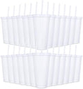 24 Pack Plastic Tumblers With Lids and Straws, Reusable 24 oz Colorful Cups for Parties, Birthdays, Iced Coffee, Cold Drinks (Stylish Colors-White) by LEIFEOSH