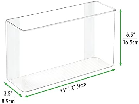 mDesign Plastic Adhesive Mount Storage Organizer Container for Kitchen or Pantry Wall Organization - Space Saving Holder for Sandwich Bags, Foil - 11" Wide - Ligne Collection - 4 Pack - Clear - Image 5