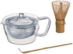 HARIO Zen Matcha Set – Heatproof Glass Teapot with Strainer, Bamboo Whisk (Chasen) & Bamboo Scoop (Chashaku), 2-in-1 Kit for Matcha & Japanese Tea, Modern Ceremony Set for Home Brewing, 450mL, MACZ-3 by Hario