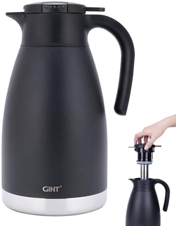 GiNT 74oz Thermal Coffee Carafe with Infuser – Insulated Tea Carafe, Removable Filter, Dishwasher-Safe | 2.2L 10+ Cups, Leak-Proof Seal & Pinch-Release | Stainless Steel for Office & Events by WelcometoGiNT