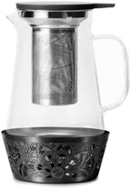 Elegant Glass Teapot with Built-In Tea Infuser & Stainless Steel Candle Warmer Base - 1000ml, Premium Gift Set for Tea Lovers, Perfect for Brewing and Keeping Tea Warm by 01liv