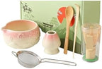 8pcs Cherry Blossom White Matcha Bowl With Whisk Set, Tea Includes With Spout(H) by Unknown
