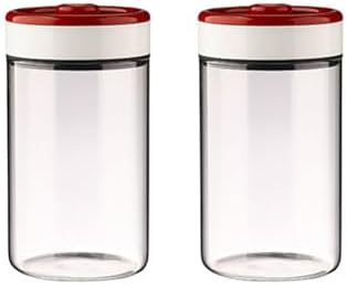 2PCS Glass Coffee Bean Jars, 42OZ Airtight Leak Proof Vacuum Coffee Canister Food Storage Container for Coffee Bean, Sugar, Tea, Nuts by Cicano