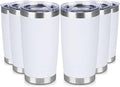 20 oz Tumbler Stainless Steel Tumblers Bulk with Lid Double Wall Insulated Coffee Tumbler Cups for Hot & Cold Drinks Powder Coated Travel Coffee Tumbler Mug Metal (White, 6 pack) by VQRRCKI