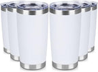 20 oz Tumbler Stainless Steel Tumblers Bulk with Lid Double Wall Insulated Coffee Tumbler Cups for Hot & Cold Drinks Powder Coated Travel Coffee Tumbler Mug Metal (White, 6 pack) by VQRRCKI