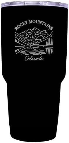Rocky Mountains Colorado Minimalistic Design Souvenir 24 oz Engraved Insulated Stainless Steel Tumbler - Black by RandRImportsInc