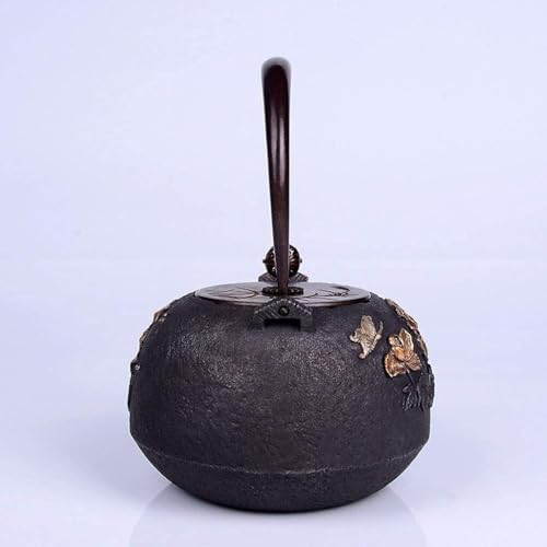 Cast Iron Tetsubin Teapot 1.2L Japanese Iron Kettle With Flower & Butterfly Pattern, Tea Pot - Image 3