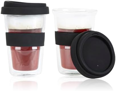 Restaurantware - Forma Professional 13.5 Ounce Insulated Travel Mugs, 10 Double Wall Coffee Mugs - Includes Lids And Sleeves, Reusable, Clear Borosilicate Glass Tumblers, Dishwashable, Microwavable - Image 2
