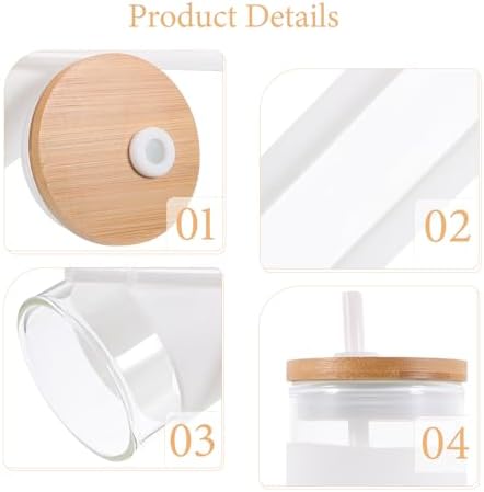 BESPORTBLE Glass Drinking Cup with Lid and Straw, Reusable Large Glass Water Cup with Silicone Sleeve, Cold Brew Coffee Tumbler for Iced Tea and Beer, White Cover for Home and Travel - Image 5