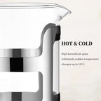 French Press Coffee Maker Insulated Borosilicate Glass Carafe With 3-level Disassemble Filters, Stainless Steel Filter/Plunger Assembly, Easy To Clean(600ml) - Image 4