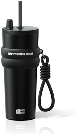 SDGA+ 24 oz Stainless Steel Tumbler with Lid and Straw, Insulated Water Bottle Leak Proof for Hot and Cold, Portable Travel Coffee Mug, Reusable Coffee Cup for Women, Black by SDGA