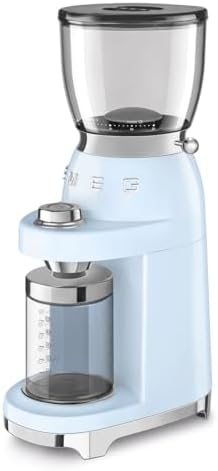 SMEG CGF11 Retro-Style Coffee Grinder – Burr Mill with 30 Grind Settings, Stainless Steel Conical Burrs, Removable Hopper – Precision Countertop Grinder for Espresso, Drip, French Press-Pastel Blue - Image 2