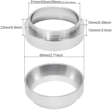 51/53/54/58mm Espresso Coffee Dosing Ring Coffee Filter Replacement Ring Espresso with 2 Cup 1 Cup Basket Needle Dosing Funnel 54mm(51mm Black Ring) - Image 5