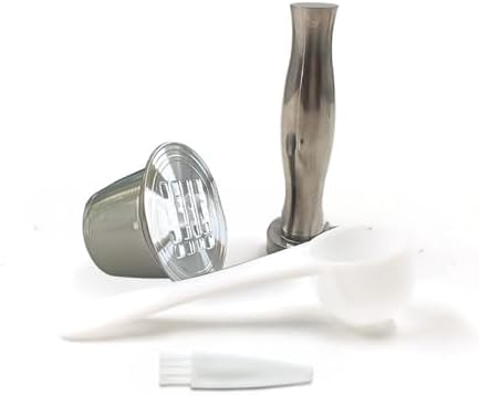Refillable 304 Stainless Steel Reusable Coffee Capsule Set – Food Grade Environmentally Friendly Material · With Measuring Spoon and Brush · Must-have for Home/Office/Cafe (Set4) by BuiltforPracticalLiving