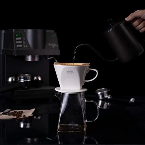 Pour Coffee Dripper Set Manual Drip Ceramic Coffee Maker 600ML Glass Carafe Ceramic Dripper Coffee Filters（White） - Image 5