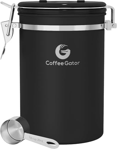 Coffee Gator Coffee Canister, 22oz Airtight Stainless Steel Container by CoffeeGator