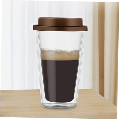 Glass Coffee Cup with Silicone Lid Reusable Beverage Mug for Hot Cold Drinks for Tea Juice Ergonomic Design for Easy Handling - Image 2
