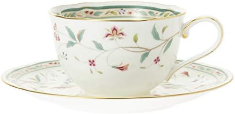 Noritake F59387A/4409 Cup & Saucer Set (Coffee/Tea Combination), 7.8 fl oz (220 cc), Flower Chesel, 5 Pieces, Bone China - Image 3