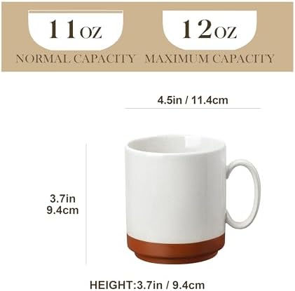 MALACASA 12oz Ceramic Coffee Mugs Set of 4, Khaki White - Image 2
