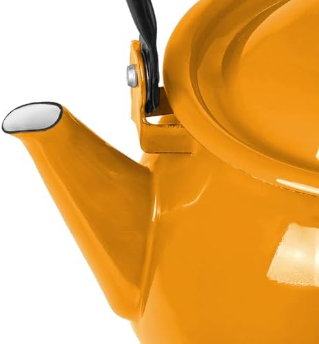Vintage Enamel Kettle, Tea Pot Stovetop for Hot Water Fast to Boil, Teapot for Stovetop, Hot Water Kettle Teapot (Mustard 3.5L) - Image 2