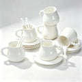 Coffee Cups Set of 6, 8 oz Ceramic Espresso Coffee Cup Set, Latte Mugs with Saucers and Spoons for Cappuccino, Latte, Mocha, Tea, Au Lait, Dishwasher & Microwave Safe by Hebaogugu