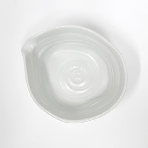 Urban Tokyo Meisen Pottery Handmade Ceramic Matcha Bowl with Pouring Spout, Japanese Minoyaki Pottery, Tea Ceremony Whisking, 18oz, Made in Japan (Shiro Matto (White Matte)) - Image 5