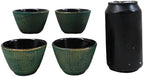 Ebros Gift Pack Of 4 Japanese Traditional Tetsubin Style Textured Surface Cast Iron Tea Cups Teacups Drinkware Tea Service Far East Decorative Accent (Green With Gold Hues) - Image 5