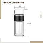 16.9 Oz Black Tea Infuser Bottle, Double Wall Glass Travel Mug, Heat Resistant Tumbler for Loose Leaf Tea, Tea Strainer, Ideal for Home, Office, and School Use - Image 3