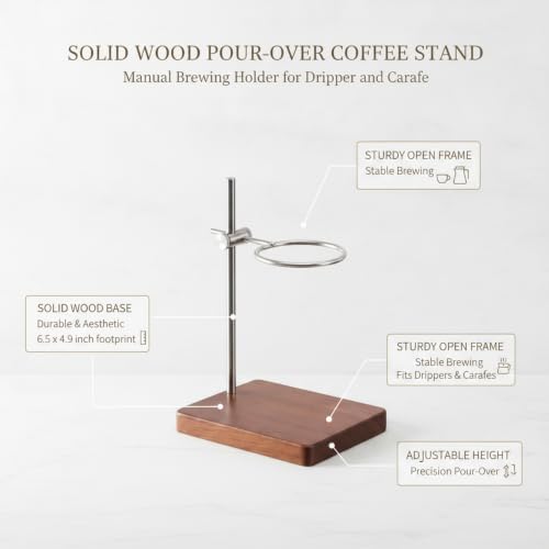 Coffee Enthusiasts Solid Wood Pour-Over Stand, Manual Brewing Holder for Dripper and Carafe, Compact Open Frame Counter Station - Image 4