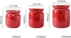 Coffee Bean Container Big Red Ceramic Jar with Bamboo Lid Round Storage Jar Storage Jar Tea Coffee Bean Sealed Jar for Beans, Grounds, Tea, Sugar(1900ml) - Image 2