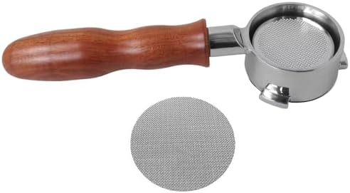 Improved 54mm Bottomless Portafilter for Breville Barista Express Pro Touch - Stainless Steel & Wood Handle by Teemuday