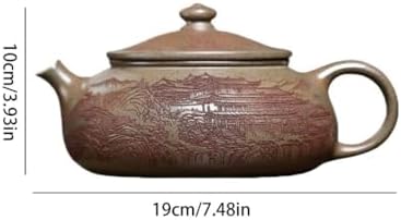 Tea Kettle Office Desktop Purple Clay Teapot Household Hand-Carved Large Capacity Teapot Ceramic Tea Infuser - Image 2