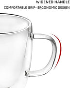 BSDPRFE 13.5 Oz Double Walled Glass Coffee Mugs with Handle Espresso Shot Glasses,Double Wall Insulated Espresso Mugs,Tazas de Cafe Expreso,Microwave Dishwasher Safe,Suit for Espresso Machine Set of 2 - Image 7