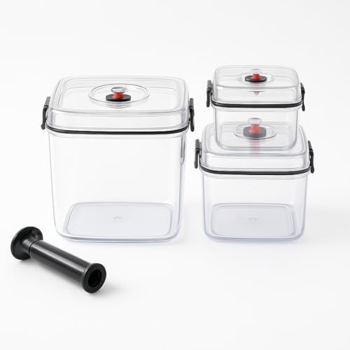 TFORESTER Vacuum Canister Set for Coffee, Tea, Dry Goods – 500ml 1200ml 3000ml Containers with Manual Pump&Time Chart – Food Storage,Bar Essentials, Espresso, Bulk Ground by TFORESTER