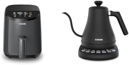 Cosori Mini Air Fryer 2.1 Qt, 4-in-1 Small Airfryer, Bake, Roast, Reheat, Space-saving & Low-noise & Electric Gooseneck Kettle with 5 Temperature Control Presets, Pour Over Kettle by Unknown