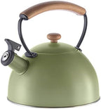 OGGI Tea Kettle for Stove Top - 64oz / 1.9lt, Stainless Steel with Loud Whistle & Stay-Cool Wood Handle, Ideal Hot Water Kettle and Water Boiler - Green by Unknown