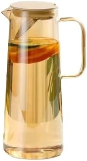 Water Pitcher 1.35L/1.8L Glass Water Pitcher with Lid and Handle Water Jug for Fridge Iced Tea and Coffee Carafe Beverage Serveware Water Jug(Brown,Large) by Unknown