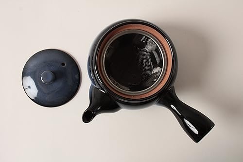 Mino ware Japanese Pottery Teapot Kyusu Aurora Snowy Night Navy with Infuser made in Japan (Japan Import) SYK002 (Navy) - Image 7
