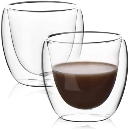 Coffee Mug 5 Sizes 6 Pack Clear Double Wall Glass Coffee Mugs Insulated Layer Cups SetMilk Juice Water Espresso Shot Glass(51-100ml) - Image 3