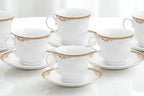 Porcelain Tea Set - White with Gold Floral Edge Design, 12 Piece Set - Image 3
