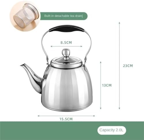 Thickened Teapot with Removable Infuser Stainless Steel for Hotels Restaurants(Silver,2L) - Image 2
