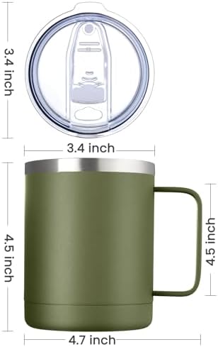 MEWAY 12oz Coffee Mug With Handle 4 Pack Bulk,Stainless Steel Insulated Travel Tumblers With Sliding Lid,Double Wall Vacuum Camping Cup for Hot & Cold Drinks Tea (Multicolor,Set of 4) - Image 4