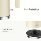 ASCOT Electric Kettle, 1.5L Stainless Steel Interior, 1500W, Cream - Image 4