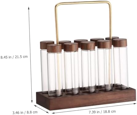 Angoily Glass Coffee Bean Vials with Lids, Wooden Stand Display - Image 6