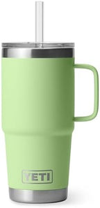 YETI Rambler 25 oz Tumbler with Handle and Straw Lid, Travel Mug Water Tumbler, Vacuum Insulated Cup with Handle, Stainless Steel, Key Lime by YETI