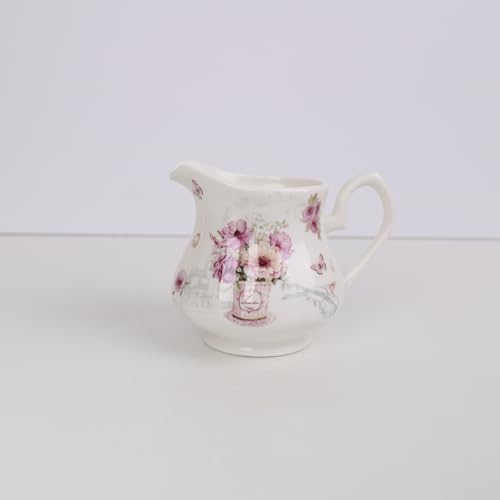 Guangyang 15-PCS Porcelain Tea Cup set for Adult,Purple Fancy Floral Pattern (A set Include 1-pcs 39 oz Teapot, 1-pcs 8 oz Sugar Bowl, 1-pcs 8oz Creamer and 6-pcs 7oz Cup and 6-pcs 5.5inche saucer) - Image 5